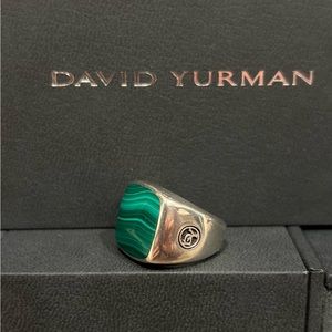 David Yurman Malachite Signet Ring Size 8